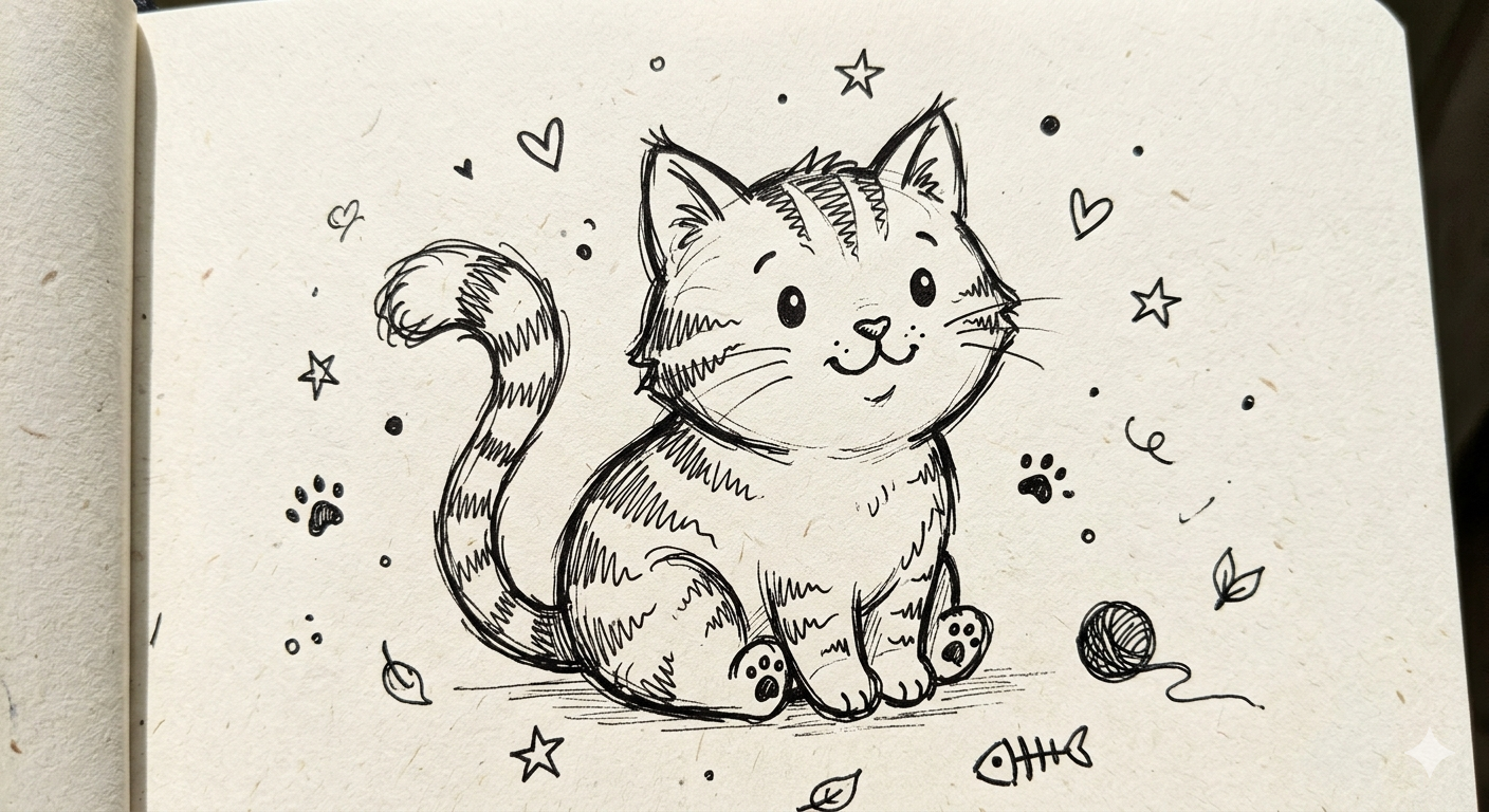 Gemini's attempt at a "simple doodle of a cat"